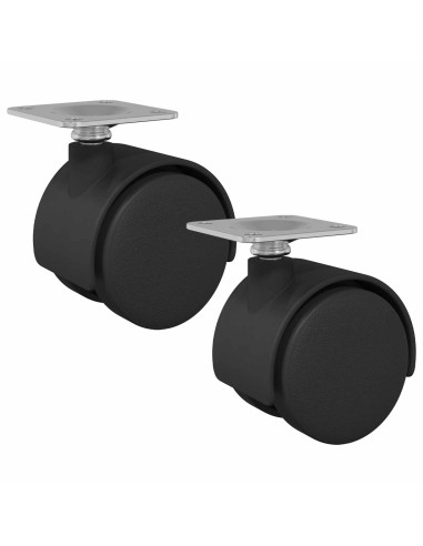 Rullo girevole 2 pcs Nero 39,5 x 39,5 x 37,8 mm Ferro e PP