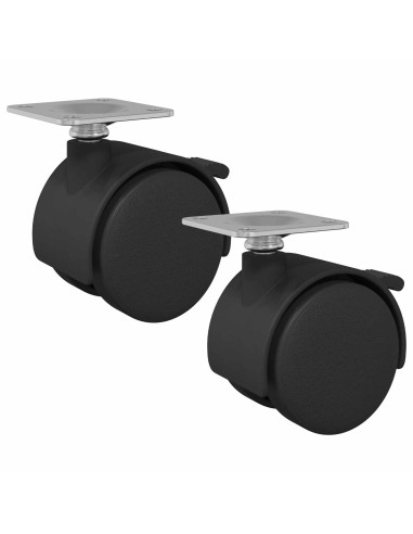 Ruota 2 pcs Nero 39,5 x 39,5 x 37,8 mm Acciaio e polipropilene