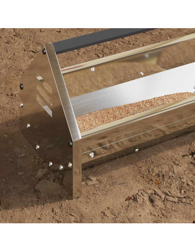 Mangiatoia per polli Argento 108 x 20,5 x 20 cm Acciaio zincato