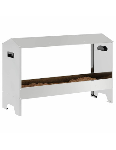 Mangiatoia per polli Argento 81 x 32 x 53,5 cm Acciaio zincato