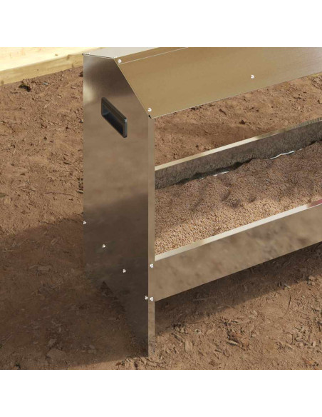 Mangiatoia per polli Argento 81 x 32 x 53,5 cm Acciaio zincato