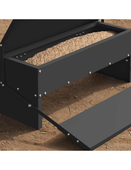 Mangiatore a Pedale per Pollo Nero 48,5 x 39,5 x 19 cm
