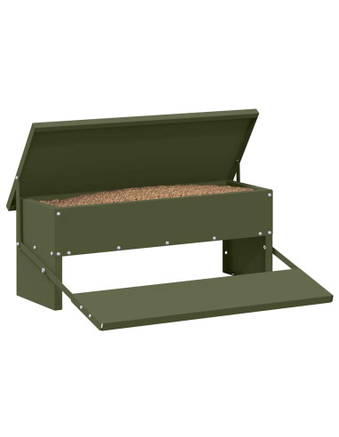 Mangiatore a Pedale per Pollo Verde oliva 48,5 x 39,5 x 19 cm