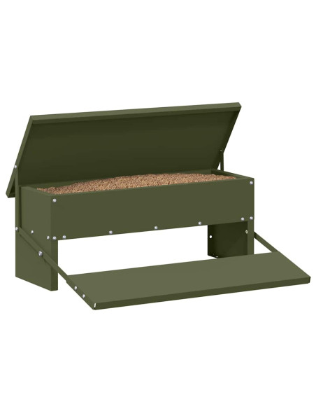 Mangiatore a Pedale per Pollo Verde oliva 48,5 x 39,5 x 19 cm