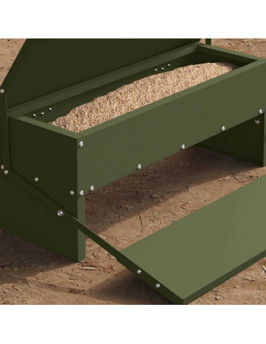 Mangiatore a Pedale per Pollo Verde oliva 48,5 x 39,5 x 19 cm