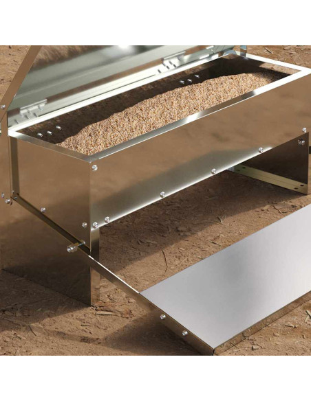 Mangiatore a Pedale per Pollo Argento 48,5 x 39,5 x 19 cm