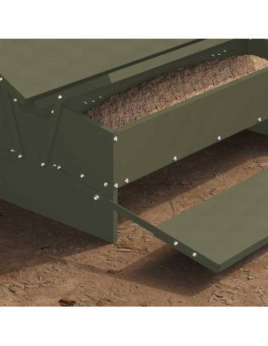 Mangiatore a Pedale per Pollo Verde oliva 75 x 53 x 20,5 cm