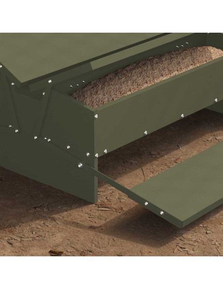 Mangiatore a Pedale per Pollo Verde oliva 75 x 53 x 20,5 cm