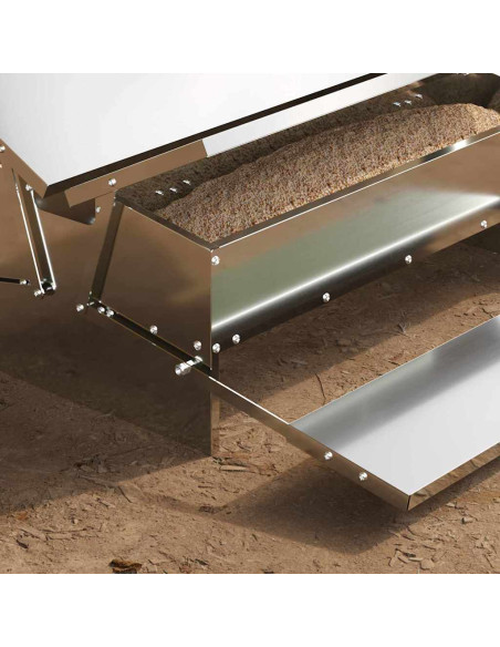 Mangiatore a Pedale per Pollo Argento 75 x 53 x 20,5 cm