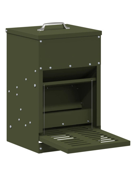 Mangiatore a Pedale per Pollo Verde oliva 25 x 42 x 40 cm