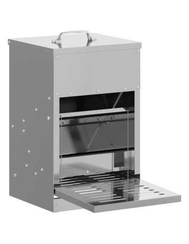 Mangiatore a Pedale per Pollo Argento 25 x 42 x 40 cm