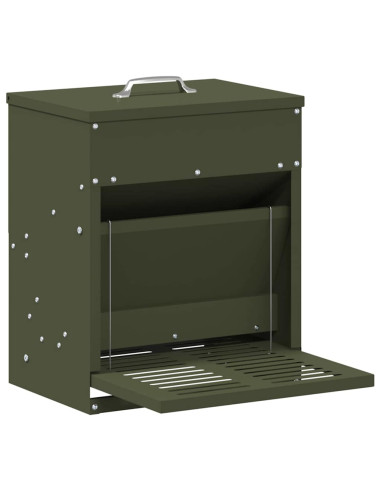 Mangiatore a Pedale per Pollo Verde oliva 33 x 42 x 40 cm