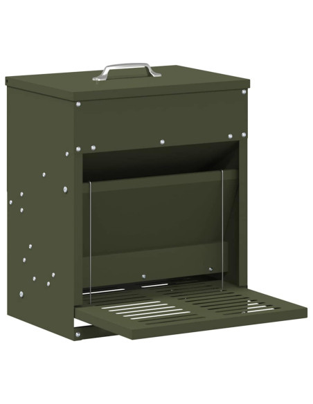 Mangiatore a Pedale per Pollo Verde oliva 33 x 42 x 40 cm