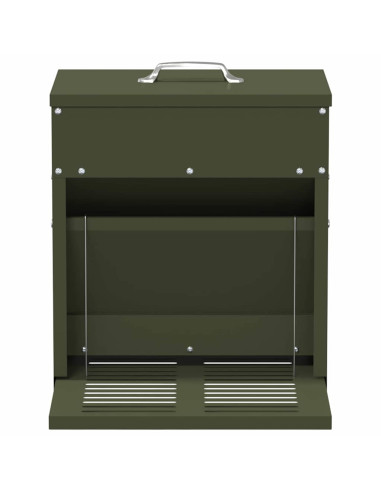 Mangiatore a Pedale per Pollo Verde oliva 33 x 42 x 40 cm