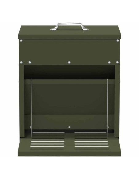 Mangiatore a Pedale per Pollo Verde oliva 33 x 42 x 40 cm