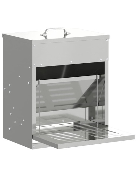 Mangiatore a Pedale per Pollo Argento 33 x 42 x 40 cm