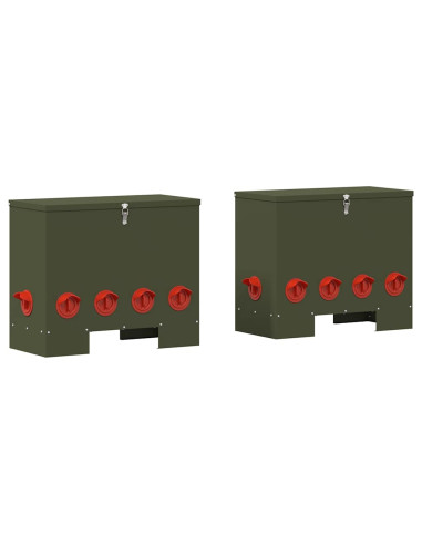Feeder per pollo 2 pcs Verde oliva 60,5 x 29 x 51 cm