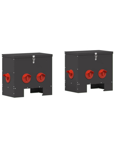 Feeder per pollo 2 pcs Nero 40,5 x 25 x 38 cm
