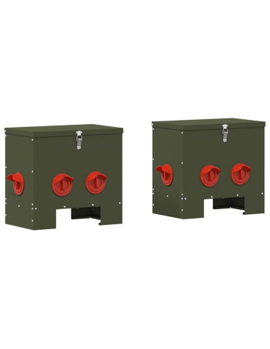 Feeder per pollo 2 pcs Verde oliva 40,5 x 25 x 38 cm