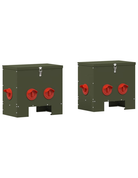 Feeder per pollo 2 pcs Verde oliva 40,5 x 25 x 38 cm