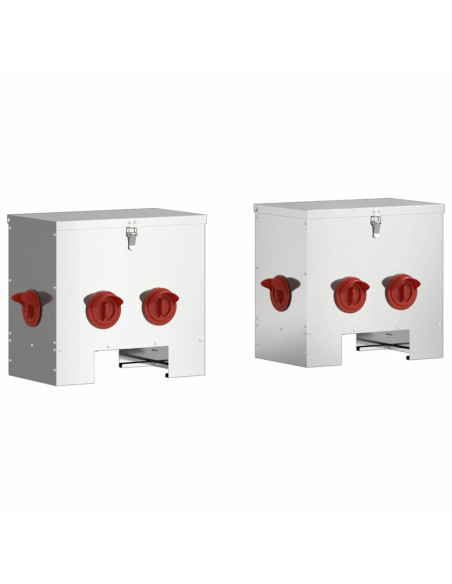 Feeder per pollo 2 pcs Argento 40,5 x 25 x 38 cm