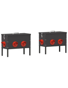 Feeder per pollo 2 pcs Nero 41,5 x 20,5 x 33 cm 2