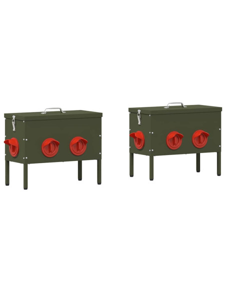Feeder per pollo 2 pcs Verde oliva 41,5 x 20,5 x 33 cm