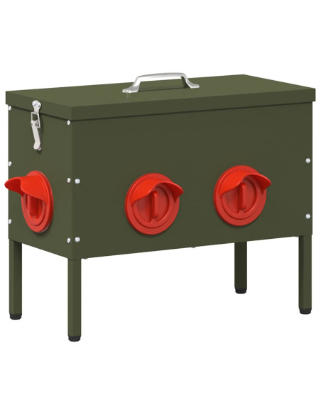 Feeder per pollo 2 pcs Verde oliva 41,5 x 20,5 x 33 cm
