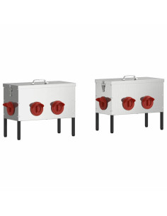 Feeder per pollo 2 pcs Argento 41,5 x 20,5 x 33 cm 2