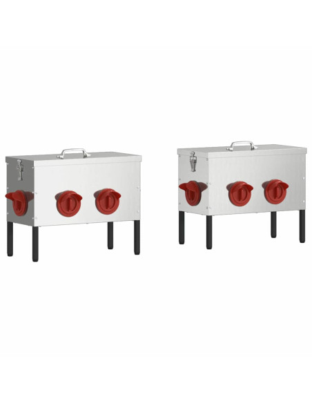 Feeder per pollo 2 pcs Argento 41,5 x 20,5 x 33 cm