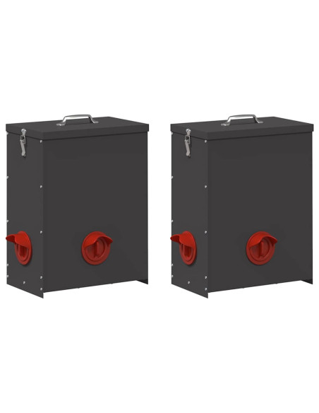 Feeder per pollo 2 pcs Nero 32,5 x 20,5 x 43 cm