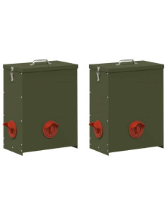 Feeder per pollo 2 pcs Verde oliva 32,5 x 20,5 x 43 cm 2
