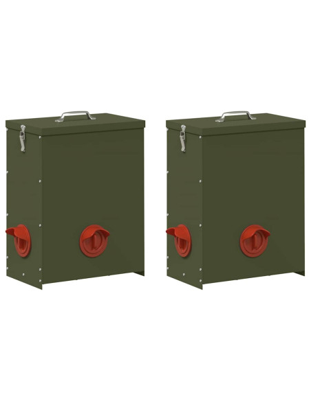 Feeder per pollo 2 pcs Verde oliva 32,5 x 20,5 x 43 cm