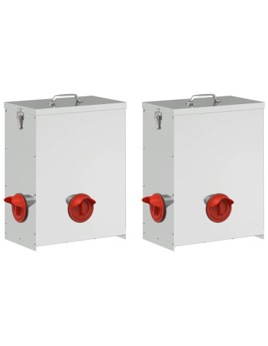 Feeder per pollo 2 pcs Argento 32,5 x 20,5 x 43 cm