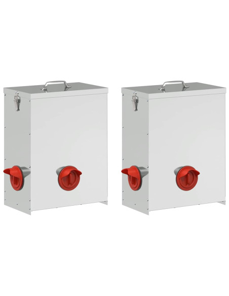 Feeder per pollo 2 pcs Argento 32,5 x 20,5 x 43 cm