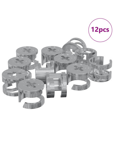 Dadi con bloccaggio a cam 12 pcs Argento 15 x 11,5 mm Acciaio