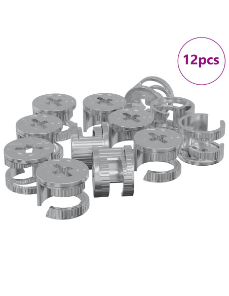 Dadi con bloccaggio a cam 12 pcs Argento 15 x 11,5 mm Acciaio