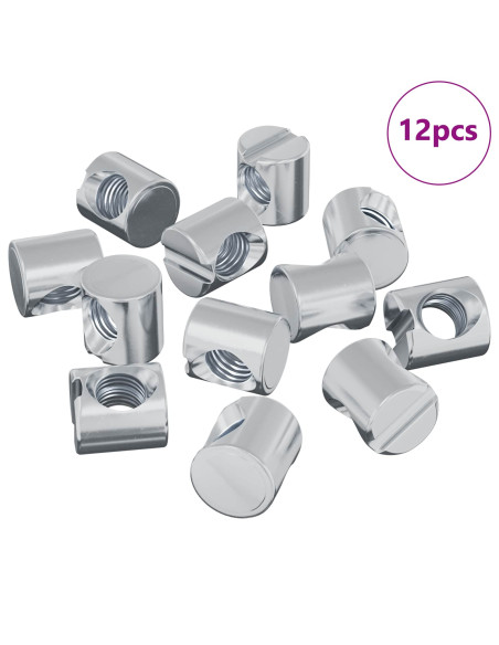 Dadi a tamburo 12 pcs Argento M6 x 12 mm Metallo