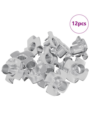 T-nut con punte 12 pcs Argento M6 mm Acciaio