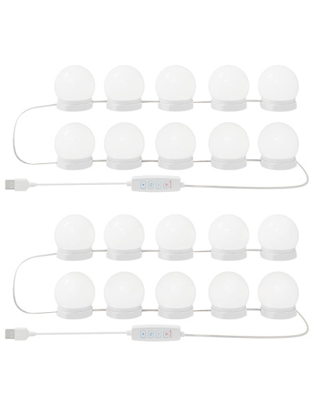 Luci per Specchio 2 pcs Bianco 4.5 x 4.5 x 4.8 cm Plastica