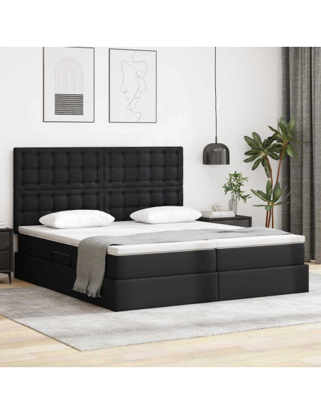 Letto con contenitore e materasso Nero 180 x 200 cm