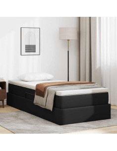 Letto con contenitore e materasso Nero 90 x 200 cm
