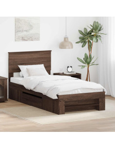 Struttura del letto con testiera Rovere Marrone 90 x 200 cm