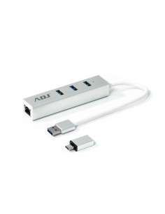 HUB USB 3.0 3P ADATTATORE TYPE-C SL 3*USB 3.0 + RJ45 ADJ