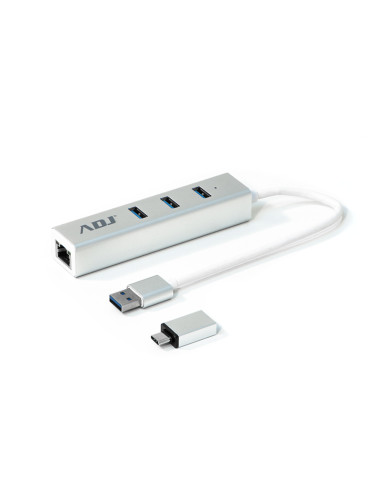 HUB USB 3.0 3P ADATTATORE TYPE-C SL 3*USB 3.0 + RJ45 ADJ