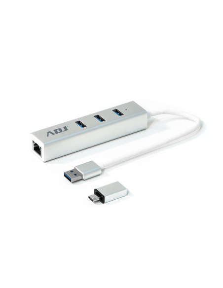 HUB USB 3.0 3P ADATTATORE TYPE-C SL 3*USB 3.0 + RJ45 ADJ