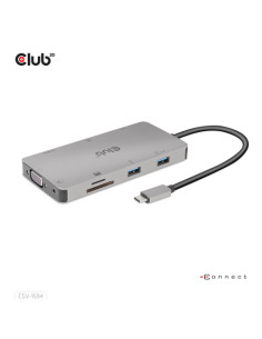 CLUB3D HUB USB GEN1 TYPE-C 9-in-1, HDMI, VGA, 2x USB Gen1 TYPE-A, RJ45, SD/Micro SD, USB Gen1 Type-C
