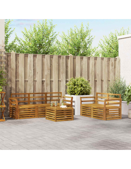 Set divani 6 pcs Naturale Legno di Acacia Massello