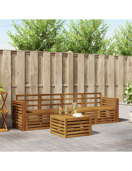 Set divani 5 pcs Naturale Legno di Acacia Massello