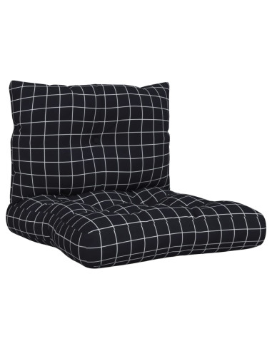 Cuscini per Pallet 2 pz Motivo a Quadri Nero in Tessuto Oxford